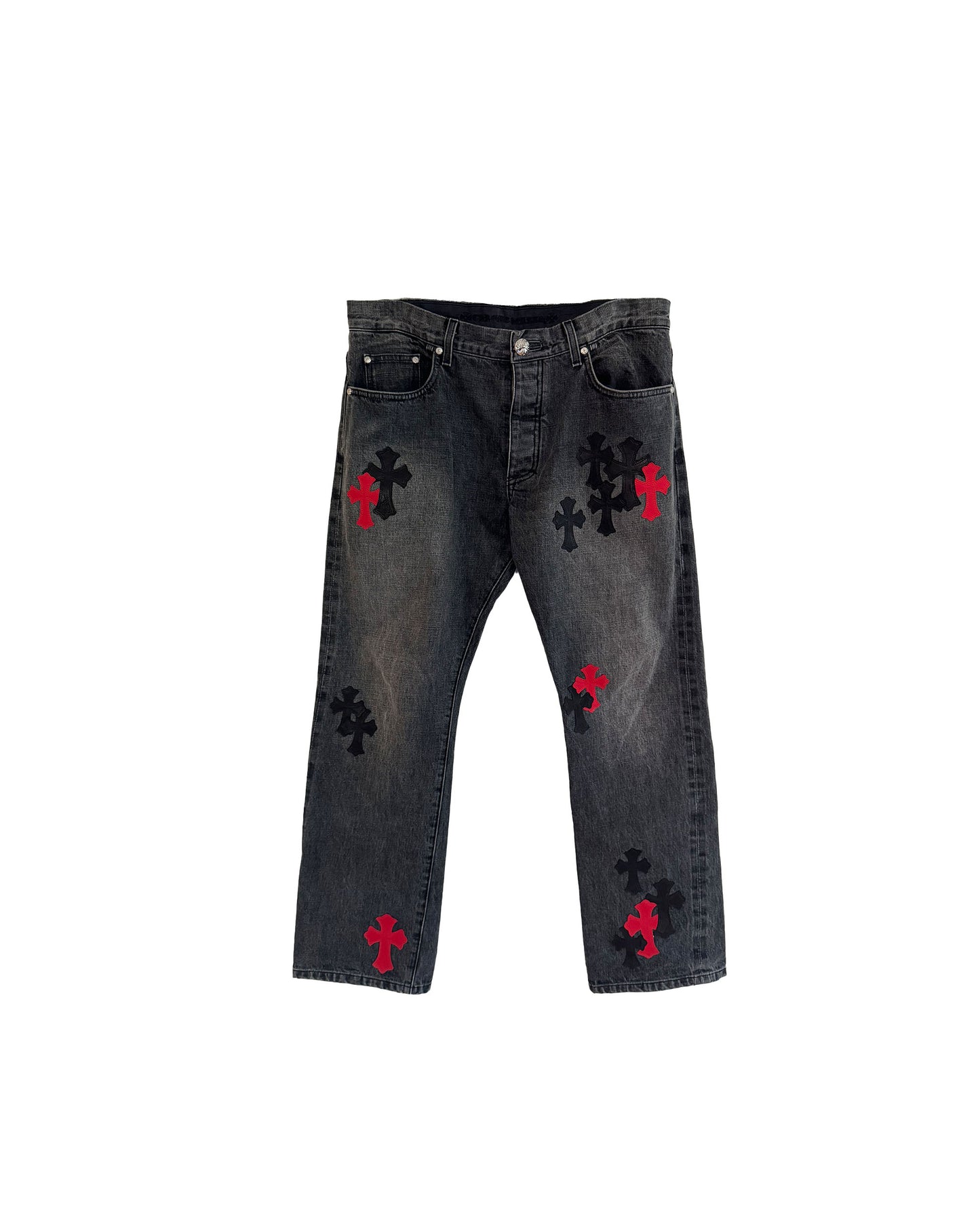 Chrome Hearts Red and Black Patch Pants