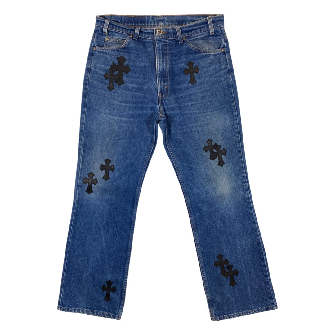 Chrome Hearts Denim Jeans with Black Patches