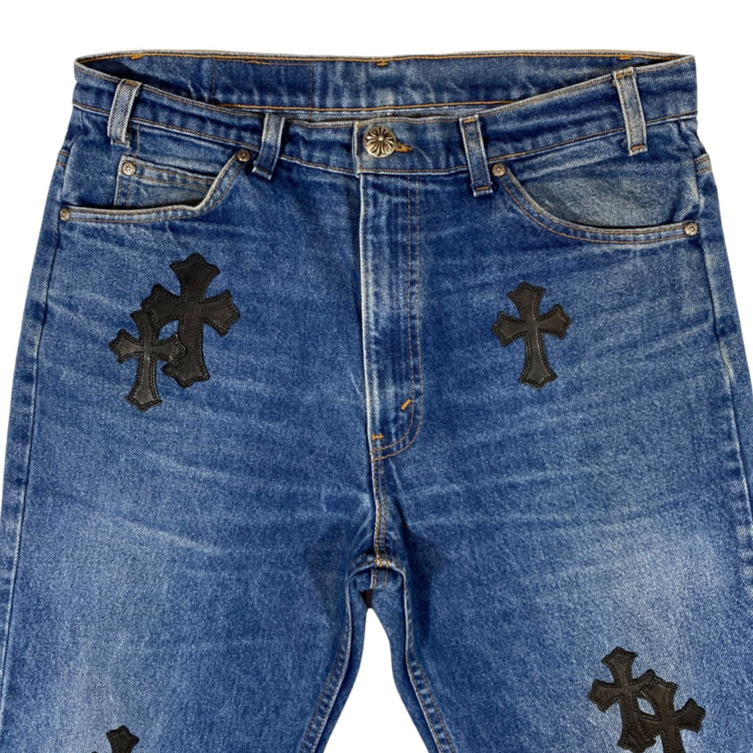 Chrome Hearts Denim Jeans with Black Patches