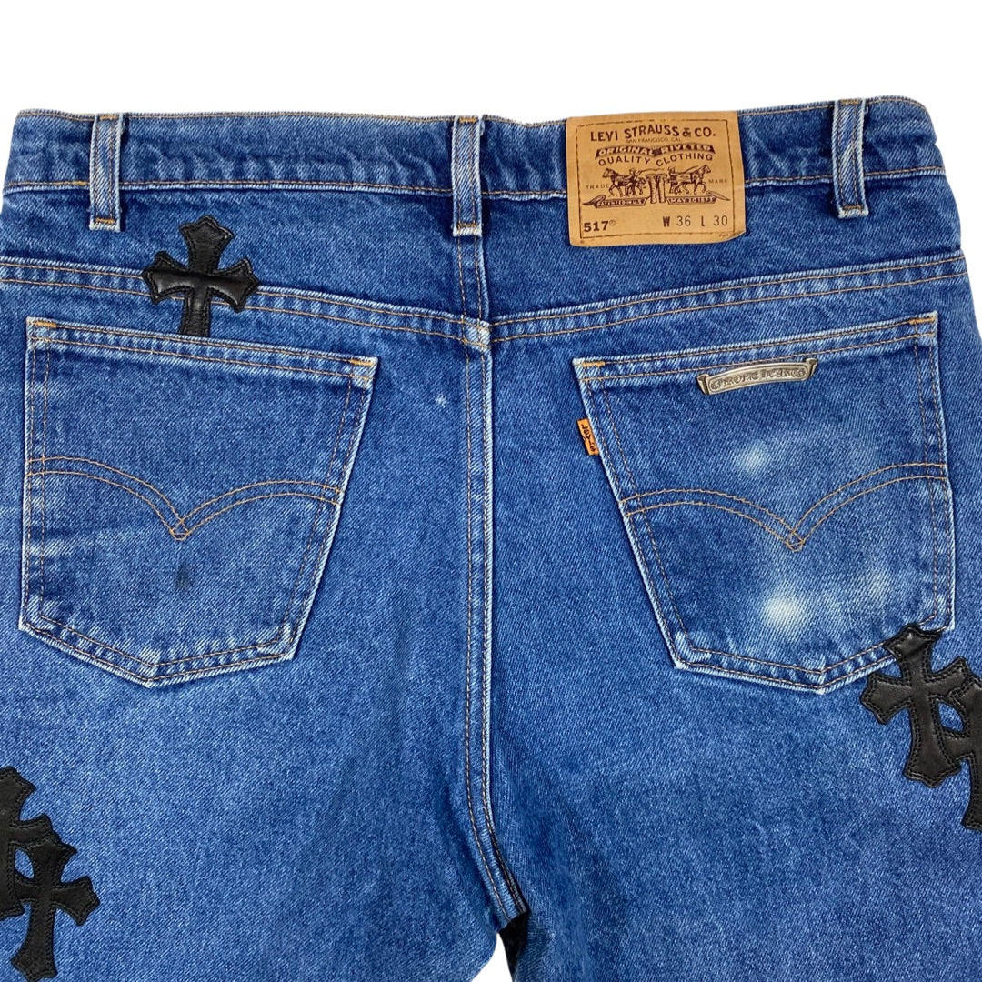 Chrome Hearts Denim Jeans with Black Patches