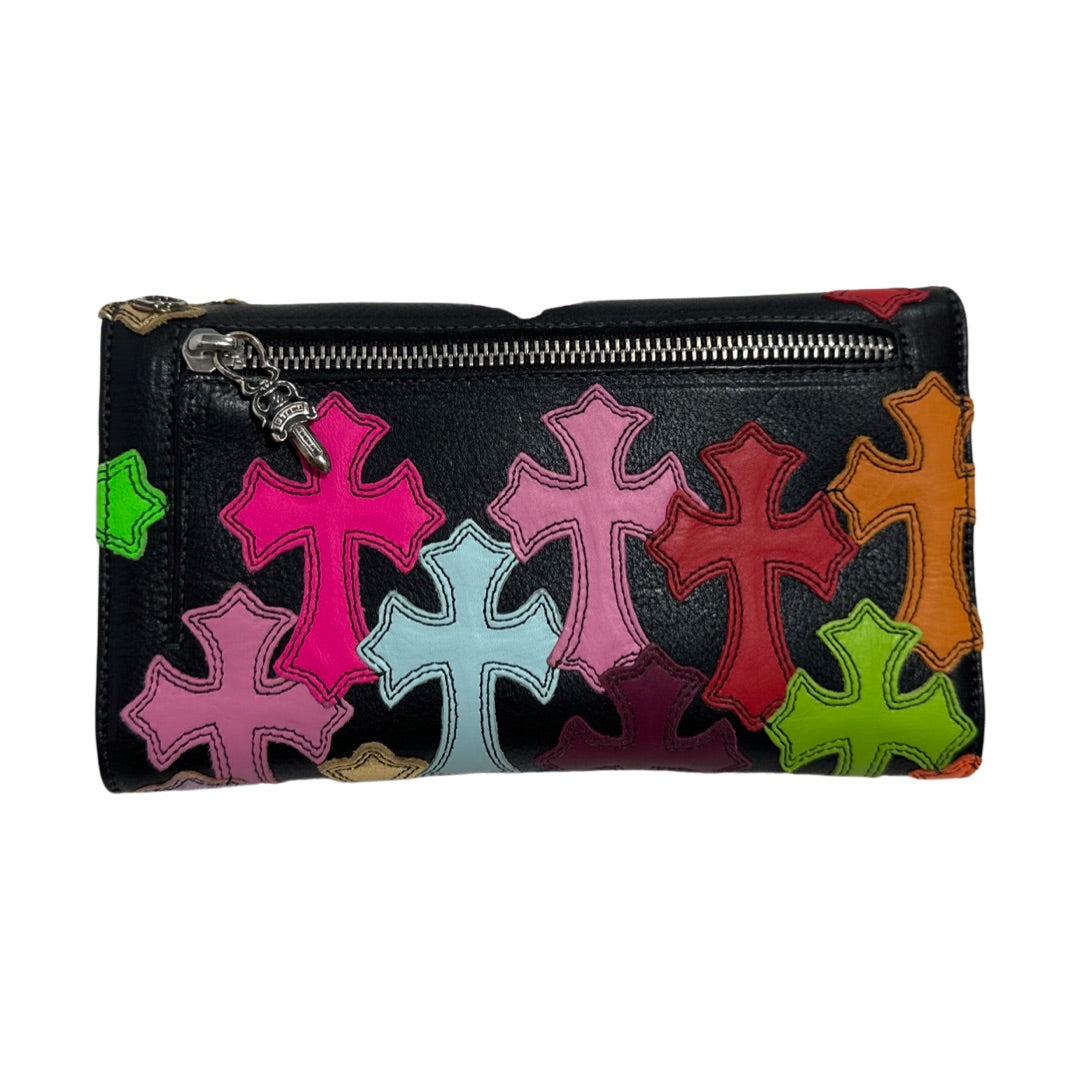 Black Leather Multi Cross Chrome Hearts Wallet