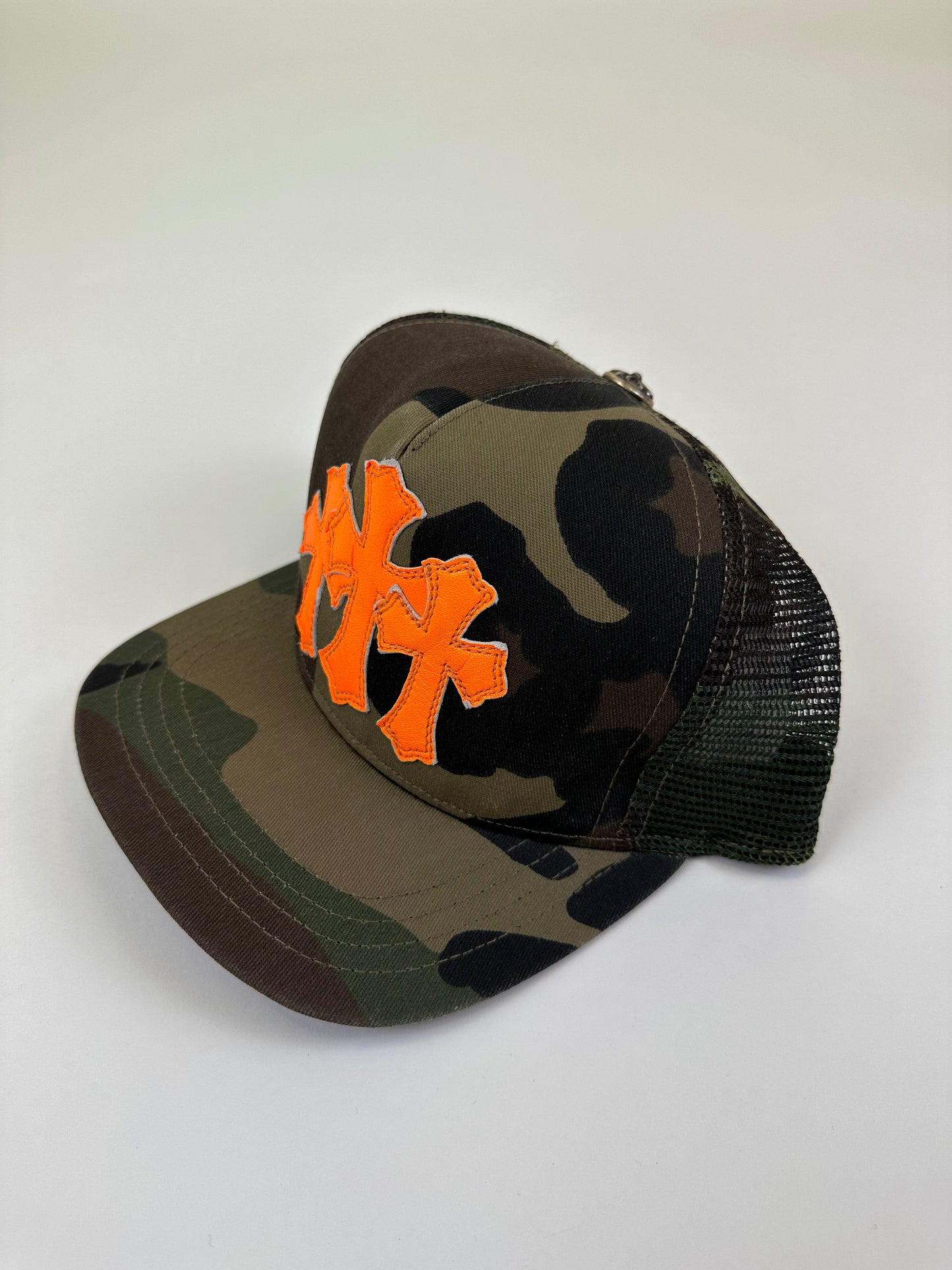 Camo/Orange Cemetery Crosses Trucker Hat