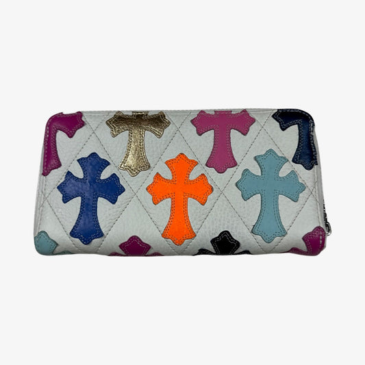 White Leather Multi Cross Chrome Hearts Wallet