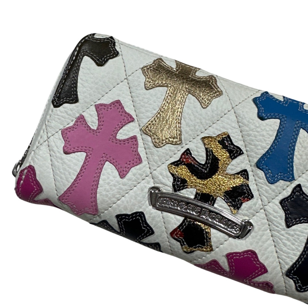 White Leather Multi Cross Chrome Hearts Wallet