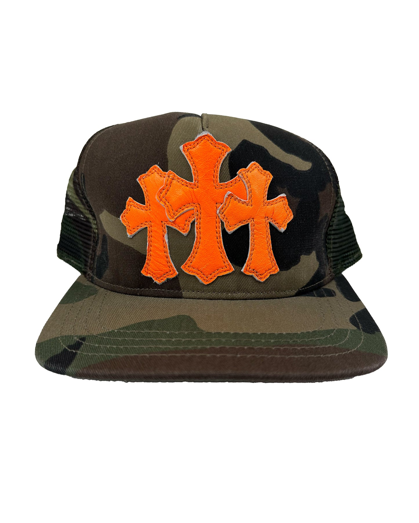 Camo/Orange Cemetery Crosses Trucker Hat