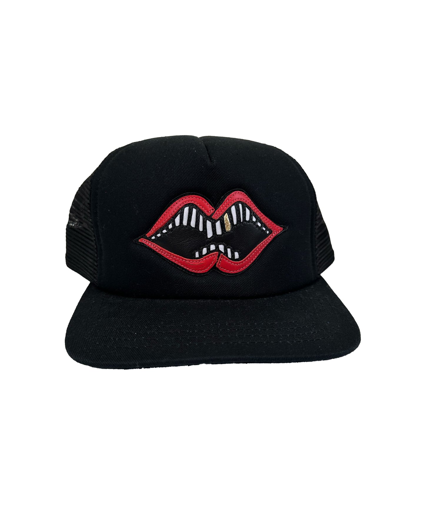 Matty Boy Black Leather Chomper Trucker Hat